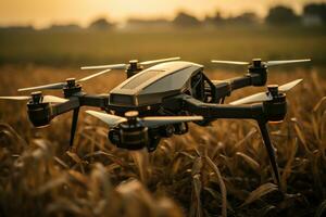 AI generated a drone flying over a field of corn photo