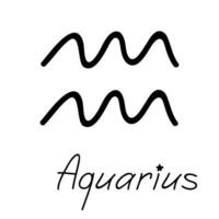 Hand drawn aquarius zodiac sign Esoteric symbol doodle Astrology clipart Element for design vector