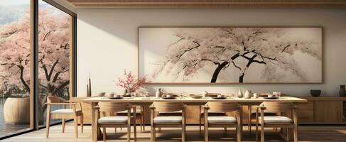 AI generated interior and exterior environments luxury dining room photo