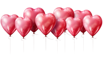 ai generiert Herz Luftballons, Liebe Luft Luftballons, romantisch Schwimmer Clip Art, Valentinstag Dekor, herzförmig Schlauchboote, Ballon Bündel, transparent Ballon png