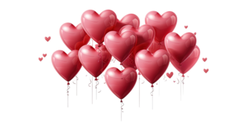 ai generiert Herz Luftballons, Liebe Luft Luftballons, romantisch Schwimmer Clip Art, Valentinstag Dekor, herzförmig Schlauchboote, Ballon Bündel, transparent Ballon png