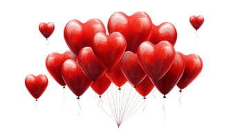 AI generated Heart Balloons, Love Air Balloons, Romantic Floaters Clipart, Valentine's Decor, Heart-shaped Inflatables, Balloon Bunches, Transparent Balloon PNG