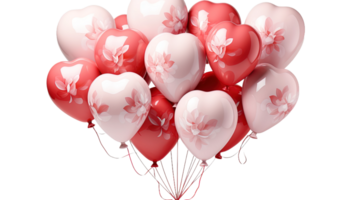 ai généré cœur des ballons, l'amour air des ballons, romantique flotteurs clipart, la Saint-Valentin décor, en forme de coeur gonflables, ballon grappes, transparent ballon png