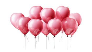 AI generated Heart Balloons, Love Air Balloons, Romantic Floaters Clipart, Valentine's Decor, Heart-shaped Inflatables, Balloon Bunches, Transparent Balloon PNG