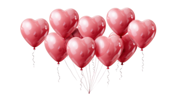 ai généré cœur des ballons, l'amour air des ballons, romantique flotteurs clipart, la Saint-Valentin décor, en forme de coeur gonflables, ballon grappes, transparent ballon png