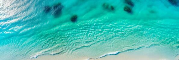 AI generated Overhead View of Isolated Sandbar with Turquoise Waters and Space for Text photo