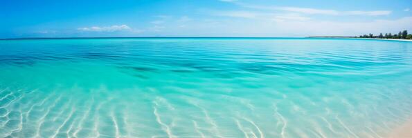 AI generated Overhead View of an Isolated Sandbar with Crystal Clear Turquoise Waters and Space for Text photo