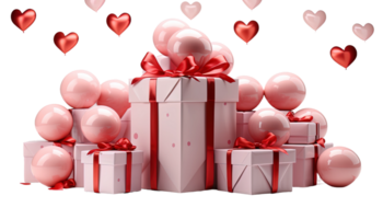 ai generato decorativo regalo scatole, San Valentino regali, a tema amoroso clipart, sentito i regali, regalo scatola impostare, amore nastri, San Valentino giorno decorazione, romantico regali png