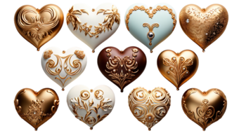 ai generato ornamentale cuori, romantico cuore disegni, a forma di cuore arredamento, San Valentino giorno ornamento, cuore accenti, amore simbolo saluto carta concetto. madri giorno anniversario design png