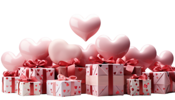 ai généré décoratif cadeau des boites, la Saint-Valentin cadeaux, sur le thème de l'amour clipart, sincère cadeaux, cadeau boîte ensemble, l'amour rubans, la Saint-Valentin journée décoration, romantique présente png