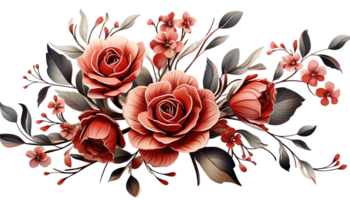 ai gegenereerd rood rozen, bloemen elementen, roos bloemblaadjes, romantisch bloemen clip art, bloeiend bloesems, liefde boeket, Valentijnsdag botanische producten, transparant roos PNG