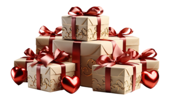 AI generated Decorative Gift Boxes, Valentine's Presents, Love-themed Clipart, Heartfelt Gifts, Gift Box Set, Love Ribbons, Valentine's Day Decoration, Romantic Presents png