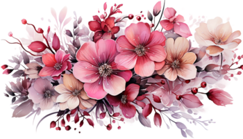 ai gegenereerd romantisch waterverf bloeit, liefde-thema bloemen aquarellen, groet kaart concept, liefde-thema waterverf kaarten, romantisch bloemen ontwerpen, Valentijnsdag dag, moeders dag, verjaardag ontwerp png