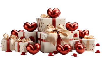 ai generado decorativo regalo cajas, San Valentín regalos, tema de amor clipart, sentido regalos, regalo caja colocar, amor cintas, San Valentín día decoración, romántico regalos png