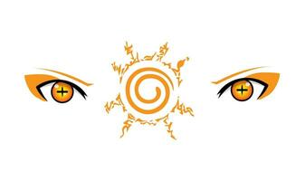 illustration vector graphic of Naruto's eye symbol and curse sign in the Naruto anime