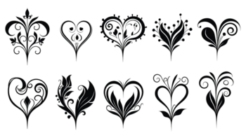 AI generated Heart-shaped Accents, Love Symbol Details, Heart Silhouettes, Affectionate Shapes, Romantic Emblem Embellishments, Heart-outline Decorations, Valentines Day greeting card concept png