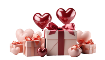 ai gegenereerd decoratief geschenk dozen, Valentijnsdag presenteert, liefde-thema clip art, oprecht geschenken, geschenk doos set, liefde linten, Valentijnsdag dag decoratie, romantisch presenteert png