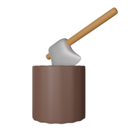 hout bijl 3d icoon illustratie png