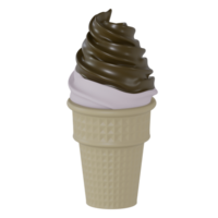 3d render illustration ice cream with chocolate isolated icon png