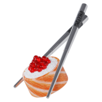 Sushi rollen mit Essstäbchen 3d gerendert Symbol isoliert png