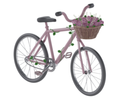 3d rendered bicycle with flowers icon isolated png