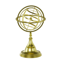 Gold armillary sphere 3d icon isolated png