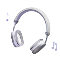 Headphones with music notes 3d rendered icon isolated png