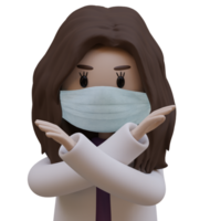 fêmea médico com cruzado braços 3d ícone isolado png