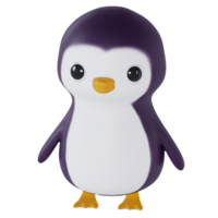 Cute penguin 3d rendered icon png