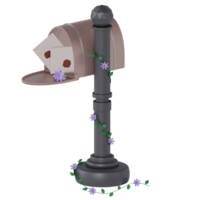 3d rendered mailbox with flowers icon isolated png