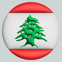 3D Flag of Lebanon on circle photo