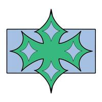 a green and blue cross with a star in the center vector