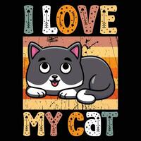 Cat quote vintage premium t-shirt design illustrator vector