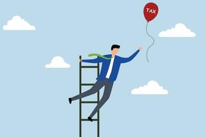 Ladder of success, A businessman climbs the ladder to the cloud in order to catch a balloon with dollar money. vector