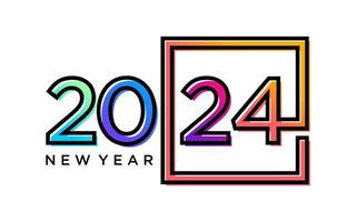 moderno vector gráfico de 2024 logo contento nuevo año, texto 2024 modelo vector editable y redimensionable eps 10