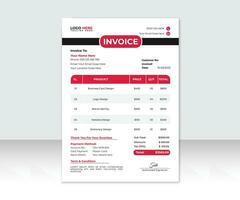 Bill form business invoice and Office bill Design, Minimal Corporate Business Invoice design template. vector