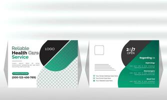 Professional medical post card design template, the best healthcare medical post card template. vector