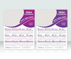 Calendar template for 2024 year.one page of 12 months. 2024. Week starts on monday, Print ready editable calendar. Planner design. vector