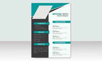 Modern resume and curriculum vitae template design. vector