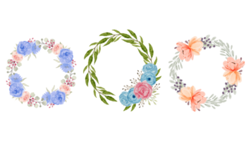 AI generated Set of vector floral elements and flowers in watercolor style for cards and wedding invitations. png