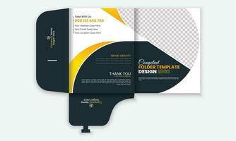 Vector corporate company presentation folder layout concept design with modern shapes.