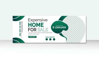 Dream home for sale real estate Social media cover banner post promotion template. vector