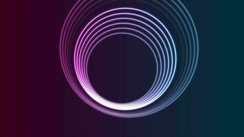 Colorful neon glowing circles abstract video animation