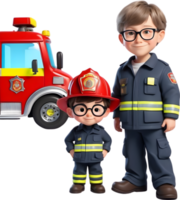 AI generated Cartoon boy with occupation illustration, cute little worker graphic, diverse professions artwork, boy in uniform design, career exploration concept, occupation character illustration png