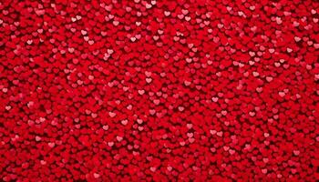 AI generated A Valentine's Day Scene A Red Background Filled with Shiny Red Hearts photo