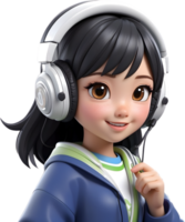 AI generated cute girl with headset png