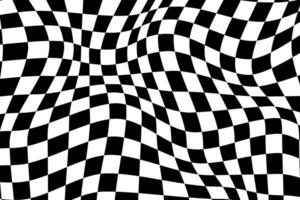 Psychedelic chess background. Trippy black and white checkered pattern. vector