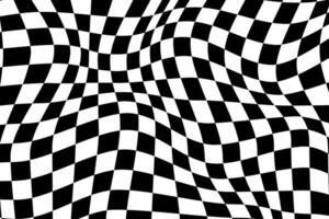 Psychedelic chess background. Trippy black and white checkered pattern. vector