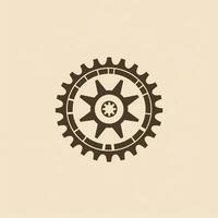 AI generated vintage logo of a gear. Generative AI photo