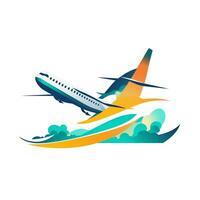 AI generated watercolor airplane logo. Generative AI photo
